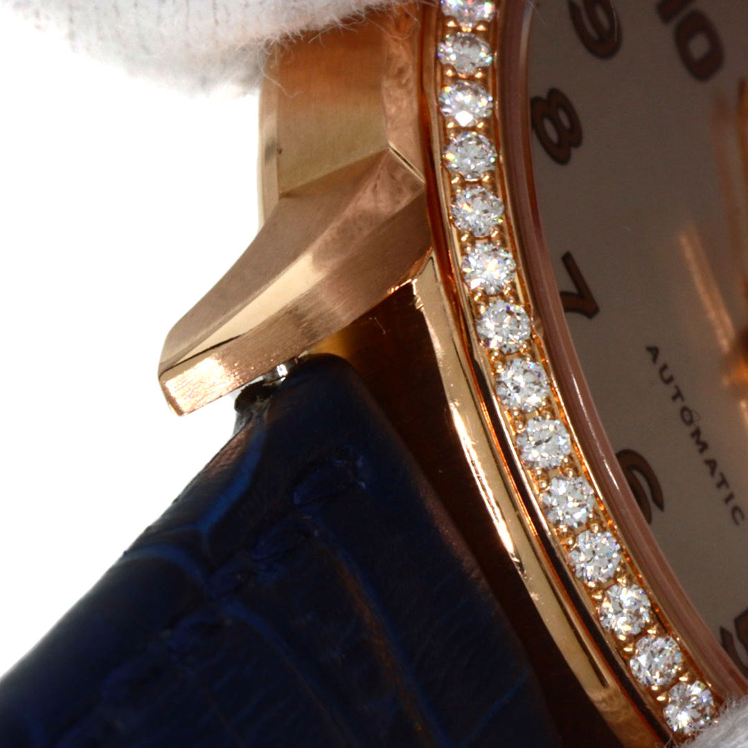 TIFFANY&Co. Watches Mechanical Automatic CT60 K18PG, Leather, Diamond gold Round Face Bezel Diamond Silver dial mens Used Authentic