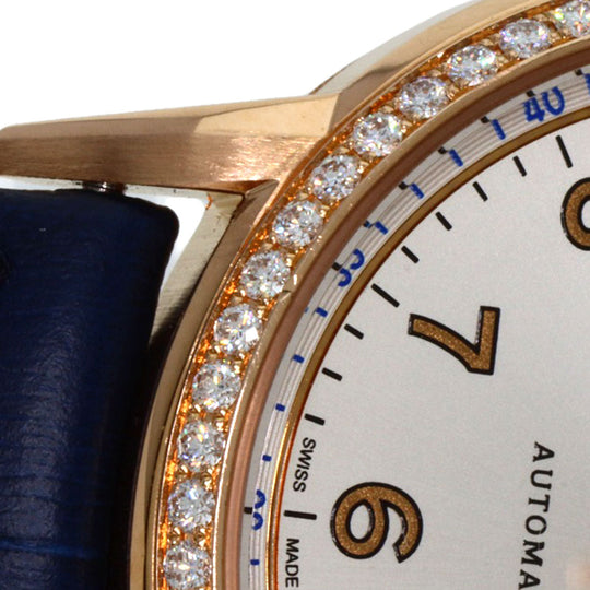 TIFFANY&Co. Watches Mechanical Automatic CT60 K18PG, Leather, Diamond gold Round Face Bezel Diamond Silver dial mens Used Authentic
