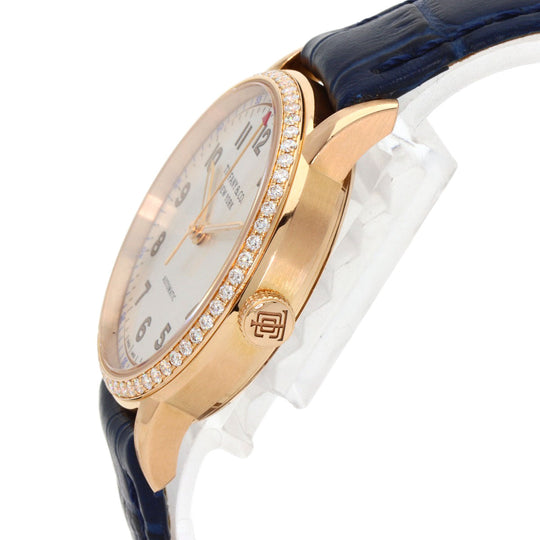 TIFFANY&Co. Watches Mechanical Automatic CT60 K18PG, Leather, Diamond gold Round Face Bezel Diamond Silver dial mens Used Authentic