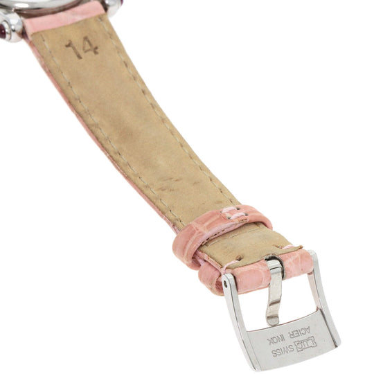 Chopard Watches Quartz 27/8245 Metal, Leather Silver Happy sports Pink shell dial Women Used Authentic