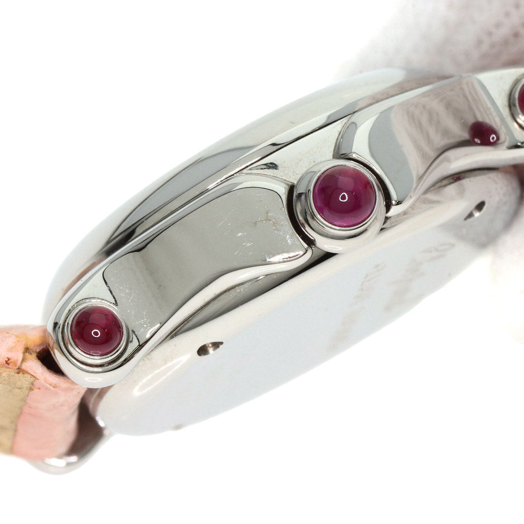 Chopard Watches Quartz 27/8245 Metal, Leather Silver Happy sports Pink shell dial Women Used Authentic