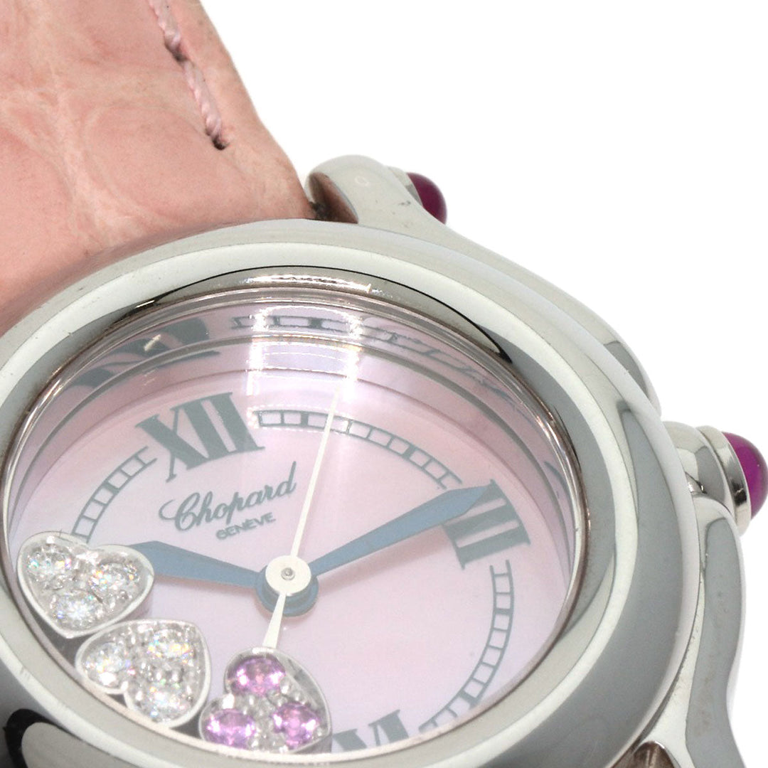 Chopard Watches Quartz 27/8245 Metal, Leather Silver Happy sports Pink shell dial Women Used Authentic