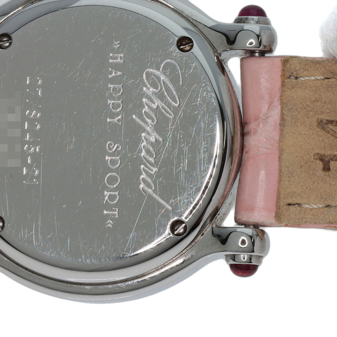 Chopard Watches Quartz 27/8245 Metal, Leather Silver Happy sports Pink shell dial Women Used Authentic