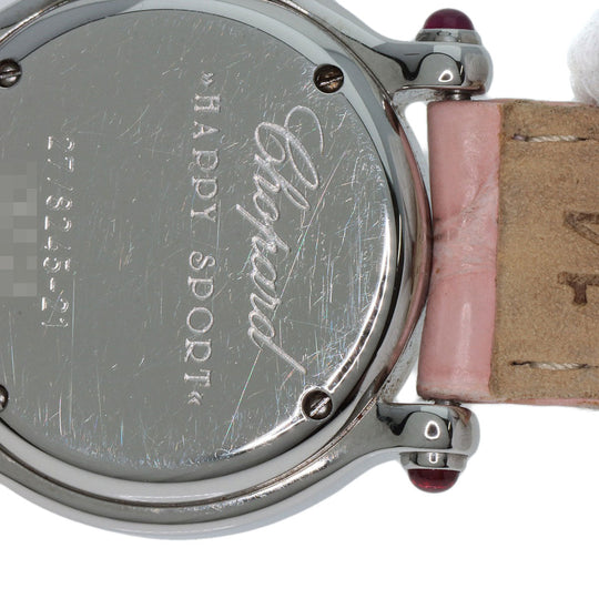 Chopard Watches Quartz 27/8245 Metal, Leather Silver Happy sports Pink shell dial Women Used Authentic