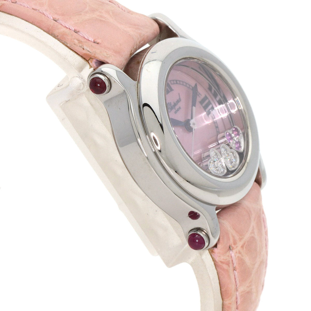 Chopard Watches Quartz 27/8245 Metal, Leather Silver Happy sports Pink shell dial Women Used Authentic