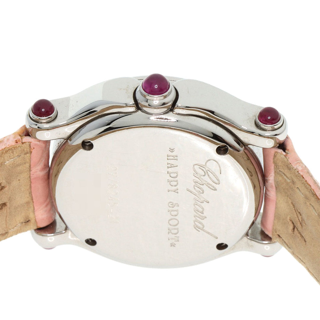 Chopard Watches Quartz 27/8245 Metal, Leather Silver Happy sports Pink shell dial Women Used Authentic