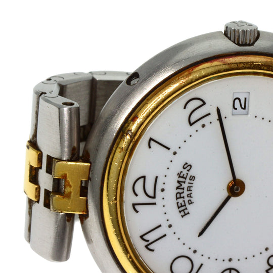 HERMES Watches Quartz Stainless Steel , SSxGP gold profile white dial mens Used Authentic
