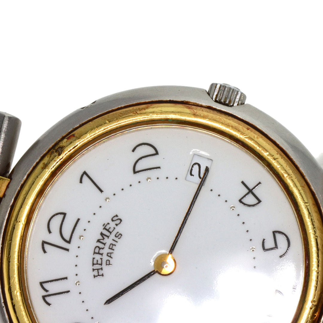 HERMES Watches Quartz Stainless Steel , SSxGP gold profile white dial mens Used Authentic