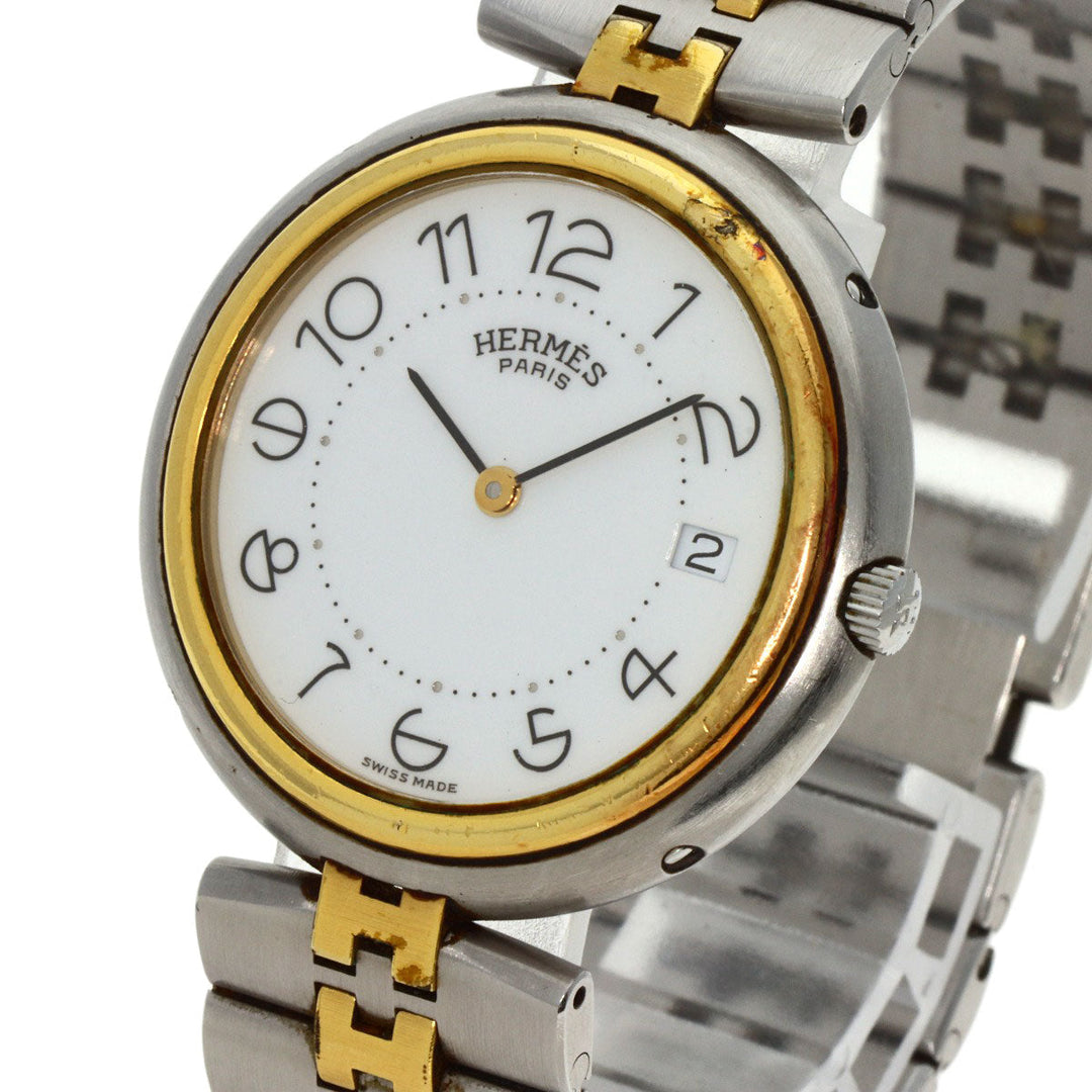 HERMES Watches Quartz Stainless Steel , SSxGP gold profile white dial mens Used Authentic