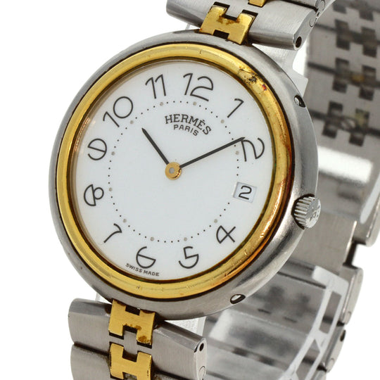 HERMES Watches Quartz Stainless Steel , SSxGP gold profile white dial mens Used Authentic