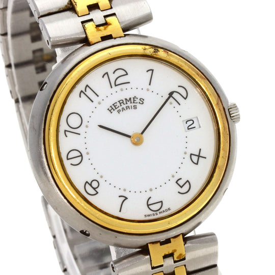 HERMES Watches Quartz Stainless Steel , SSxGP gold profile white dial mens Used Authentic