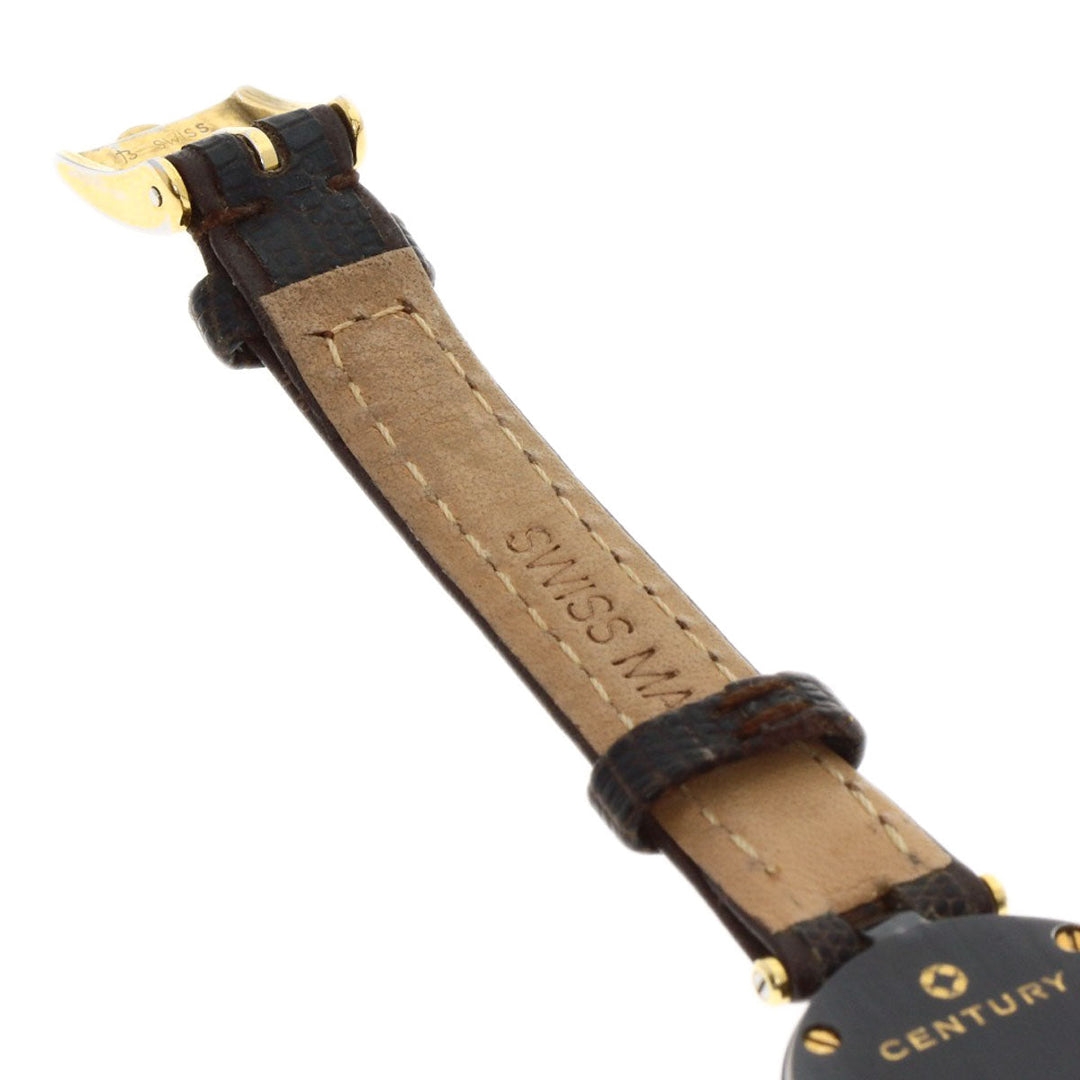CENTURY Watches Quartz Stainless Steel, Leather gold Time Gem 1P Diamond Brown dial Women Used Authentic