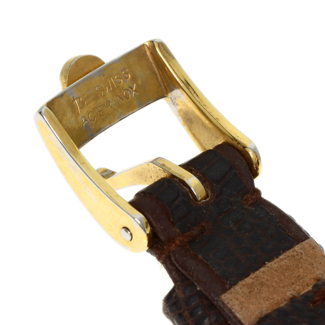 CENTURY Watches Quartz Stainless Steel, Leather gold Time Gem 1P Diamond Brown dial Women Used Authentic