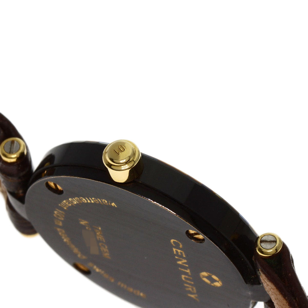 CENTURY Watches Quartz Stainless Steel, Leather gold Time Gem 1P Diamond Brown dial Women Used Authentic