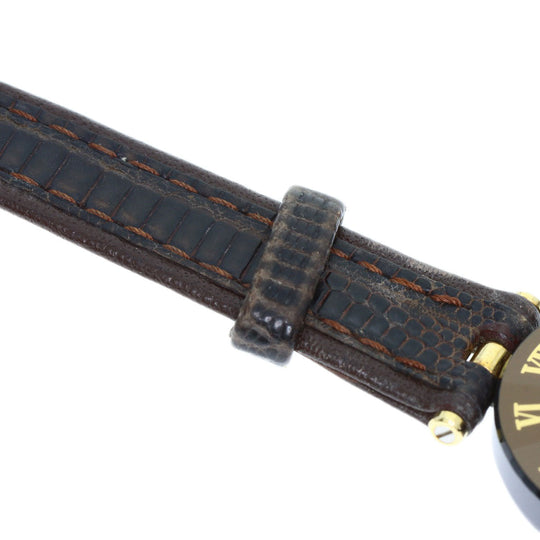 CENTURY Watches Quartz Stainless Steel, Leather gold Time Gem 1P Diamond Brown dial Women Used Authentic