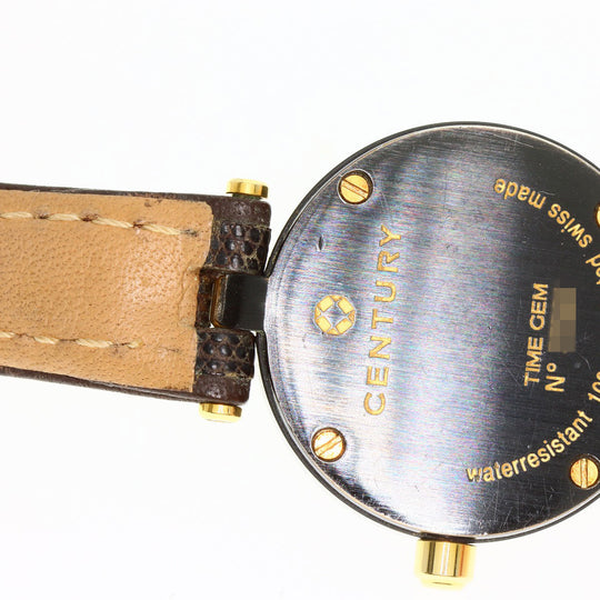 CENTURY Watches Quartz Stainless Steel, Leather gold Time Gem 1P Diamond Brown dial Women Used Authentic