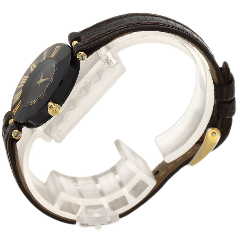 CENTURY Watches Quartz Stainless Steel, Leather gold Time Gem 1P Diamond Brown dial Women Used Authentic