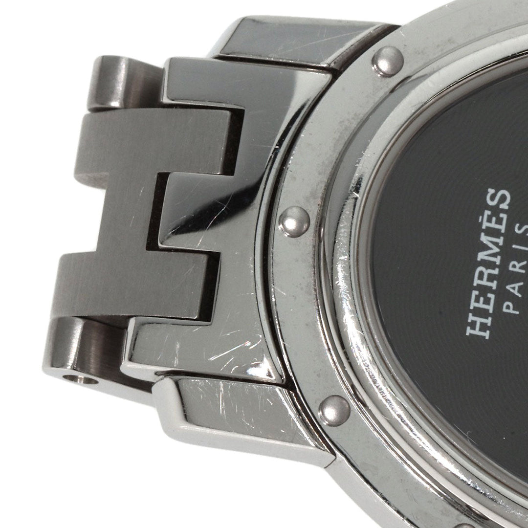 HERMES Watches Quartz CO1.510 Stainless Steel , Stainless Steel Silver Clipper oval black dial Women Used Authentic