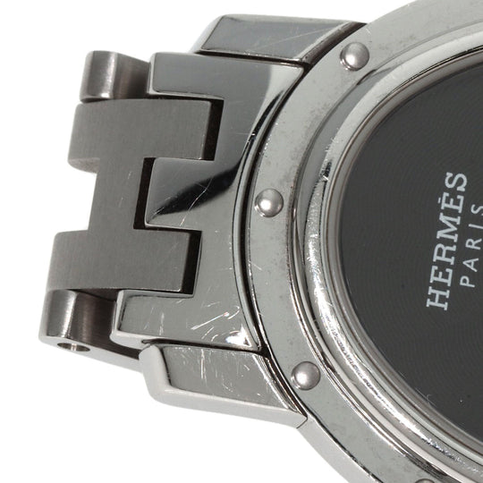 HERMES Watches Quartz CO1.510 Stainless Steel , Stainless Steel Silver Clipper oval black dial Women Used Authentic