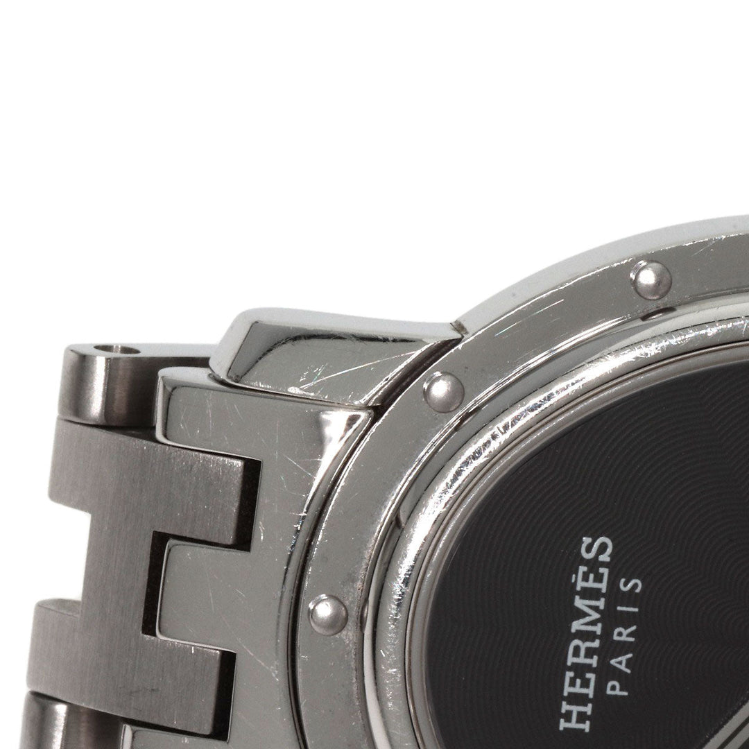 HERMES Watches Quartz CO1.510 Stainless Steel , Stainless Steel Silver Clipper oval black dial Women Used Authentic