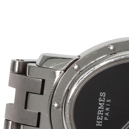 HERMES Watches Quartz CO1.510 Stainless Steel , Stainless Steel Silver Clipper oval black dial Women Used Authentic