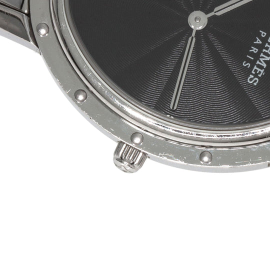 HERMES Watches Quartz CO1.510 Stainless Steel , Stainless Steel Silver Clipper oval black dial Women Used Authentic