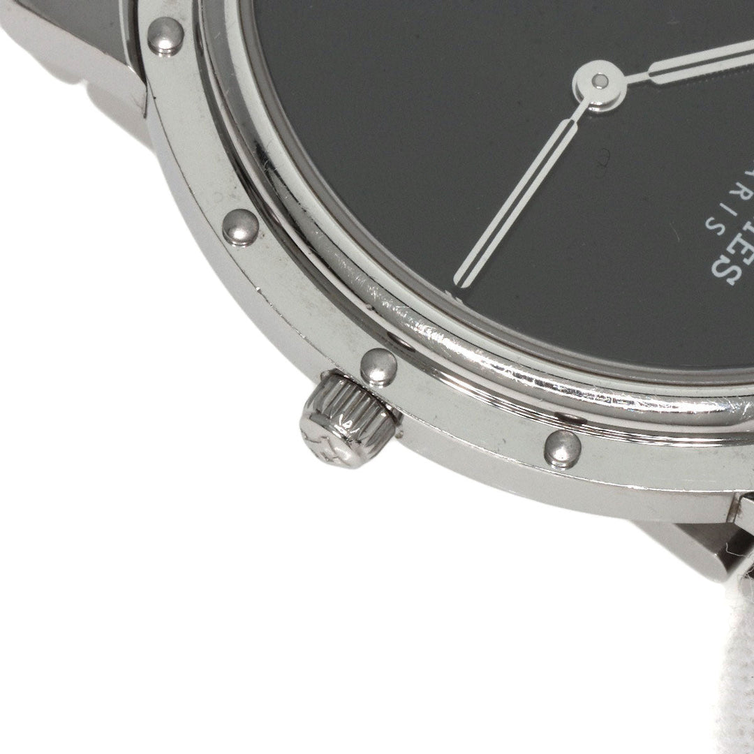 HERMES Watches Quartz CO1.510 Stainless Steel , Stainless Steel Silver Clipper oval black dial Women Used Authentic
