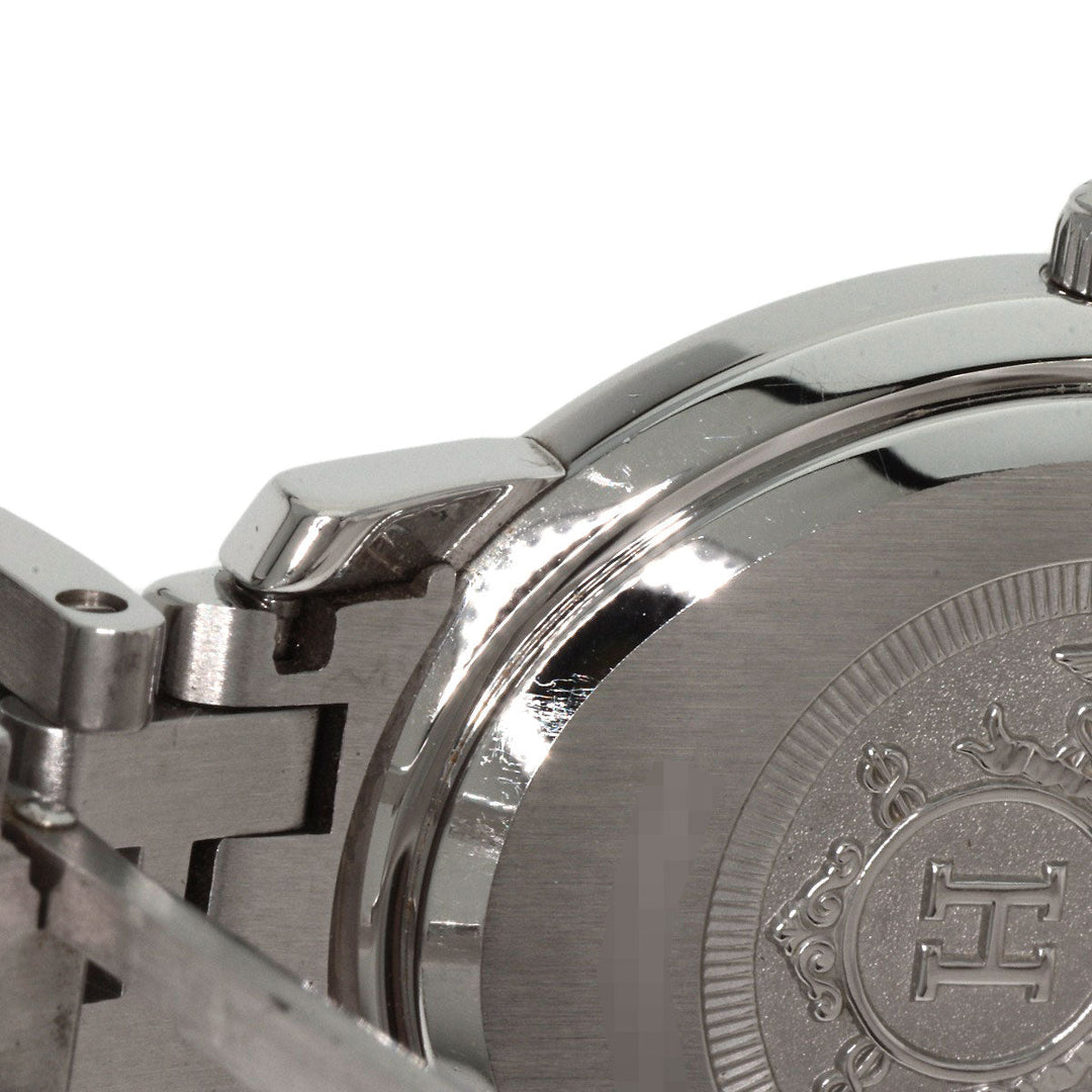 HERMES Watches Quartz CO1.510 Stainless Steel , Stainless Steel Silver Clipper oval black dial Women Used Authentic