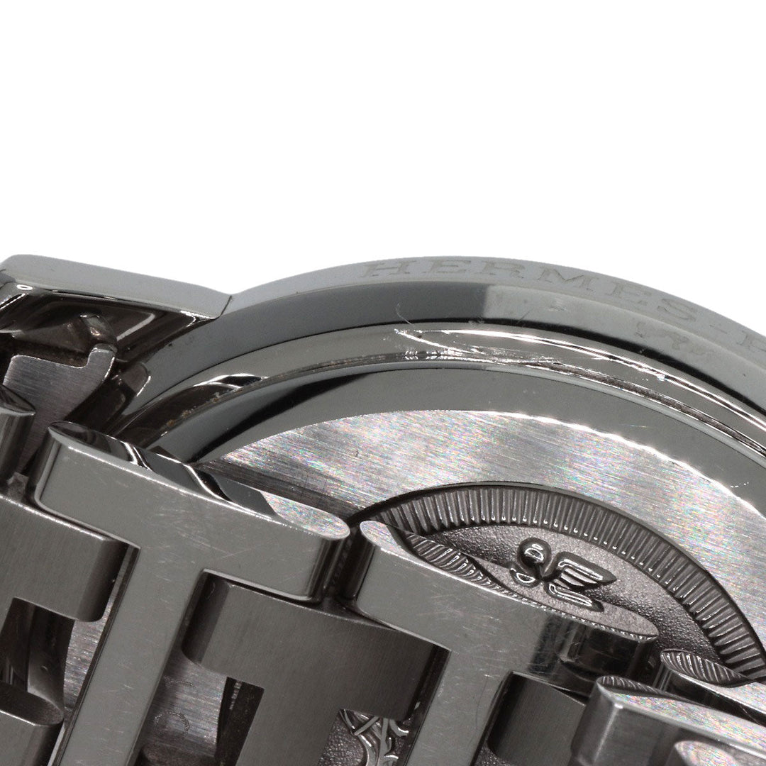 HERMES Watches Quartz CO1.510 Stainless Steel , Stainless Steel Silver Clipper oval black dial Women Used Authentic