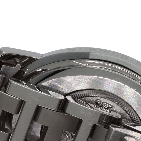 HERMES Watches Quartz CO1.510 Stainless Steel , Stainless Steel Silver Clipper oval black dial Women Used Authentic