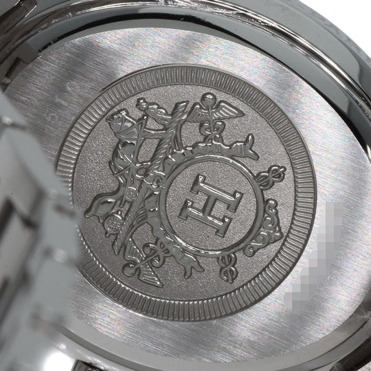 HERMES Watches Quartz CO1.510 Stainless Steel , Stainless Steel Silver Clipper oval black dial Women Used Authentic