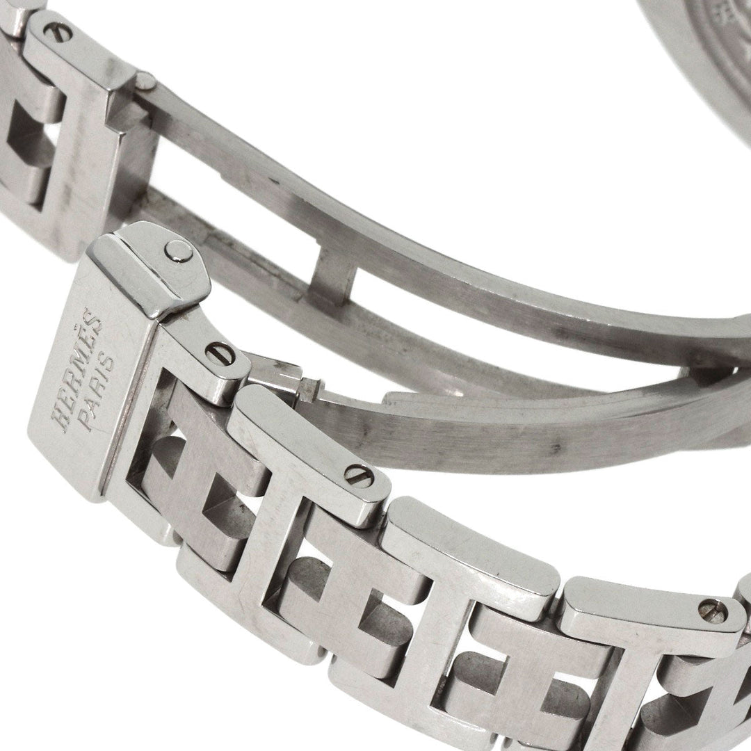 HERMES Watches Quartz CO1.510 Stainless Steel , Stainless Steel Silver Clipper oval black dial Women Used Authentic
