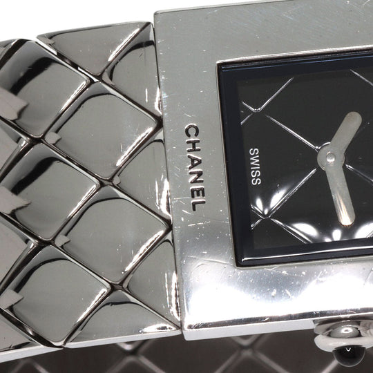 CHANEL Watches Quartz H0009 Stainless Steel , Stainless Steel Silver Matrasse black dial Women Used Authentic