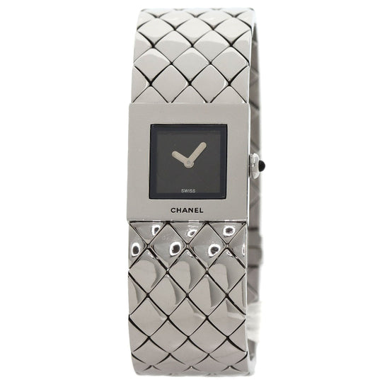CHANEL Watches Quartz H0009 Stainless Steel , Stainless Steel Silver Matrasse black dial Women Used Authentic