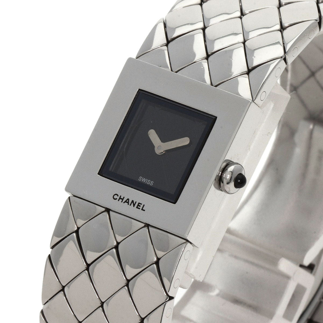 CHANEL Watches Quartz H0009 Stainless Steel , Stainless Steel Silver Matrasse black dial Women Used Authentic