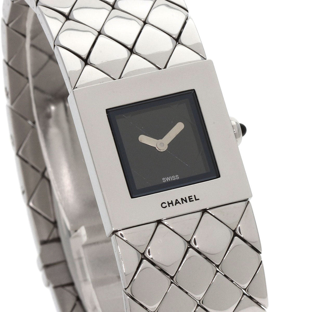 CHANEL Watches Quartz H0009 Stainless Steel , Stainless Steel Silver Matrasse black dial Women Used Authentic
