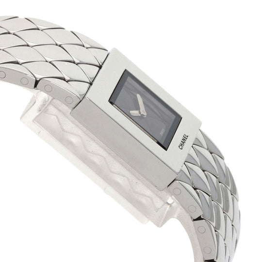 CHANEL Watches Quartz H0009 Stainless Steel , Stainless Steel Silver Matrasse black dial Women Used Authentic