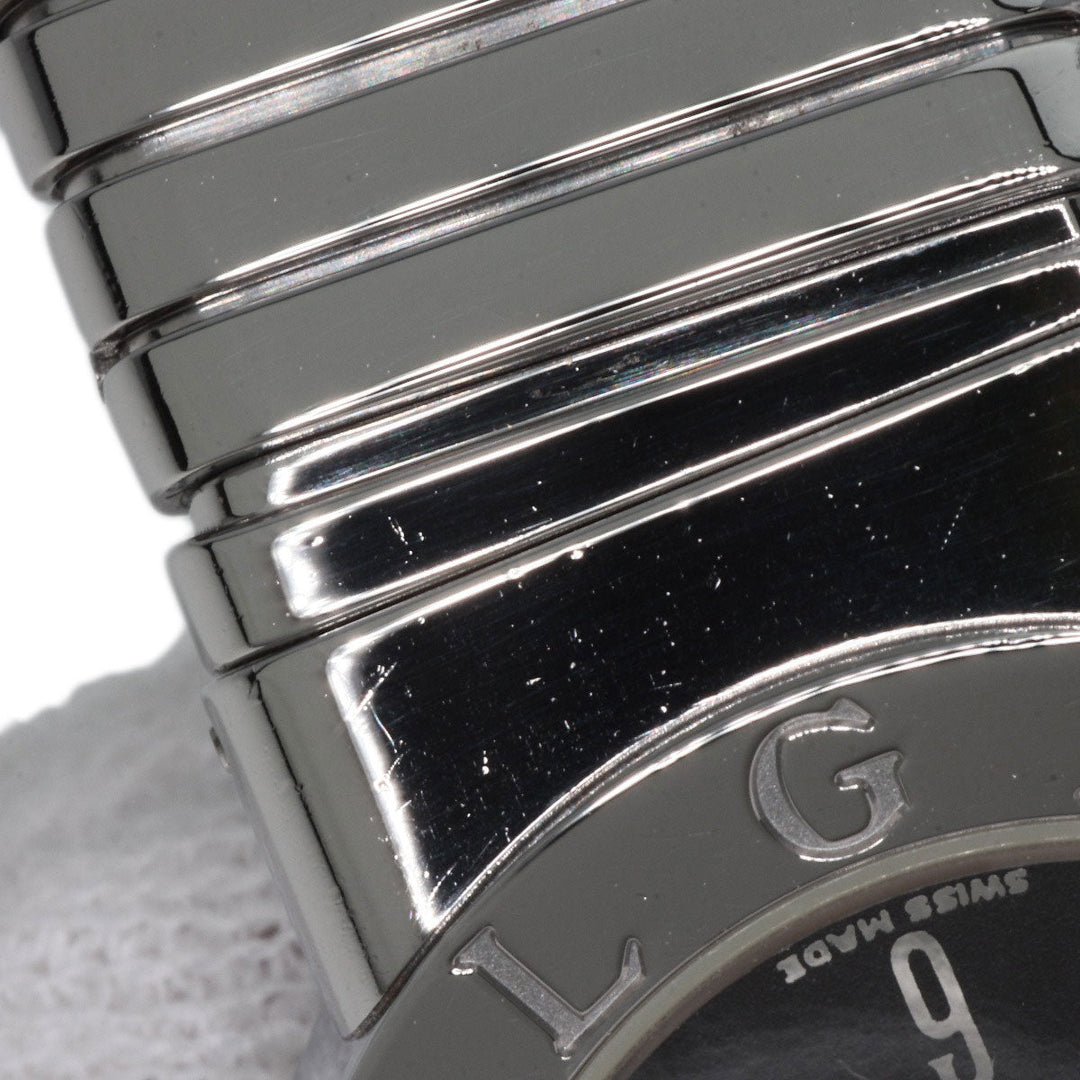 BVLGARI Watches Quartz BB232TS Stainless Steel , Stainless Steel Silver Tubogas black dial Women Used Authentic