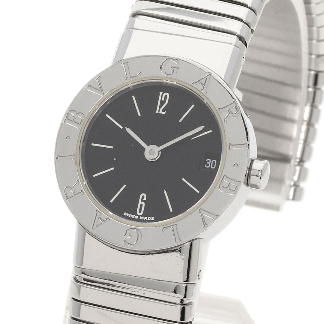 BVLGARI Watches Quartz BB232TS Stainless Steel , Stainless Steel Silver Tubogas black dial Women Used Authentic