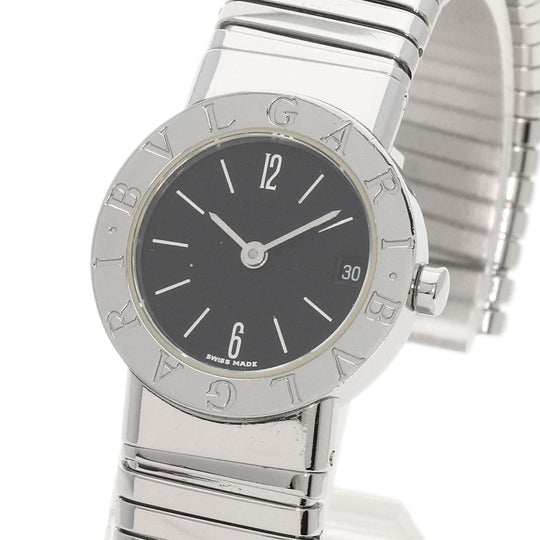 BVLGARI Watches Quartz BB232TS Stainless Steel , Stainless Steel Silver Tubogas black dial Women Used Authentic