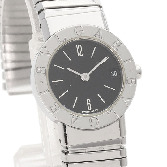 BVLGARI Watches Quartz BB232TS Stainless Steel , Stainless Steel Silver Tubogas black dial Women Used Authentic