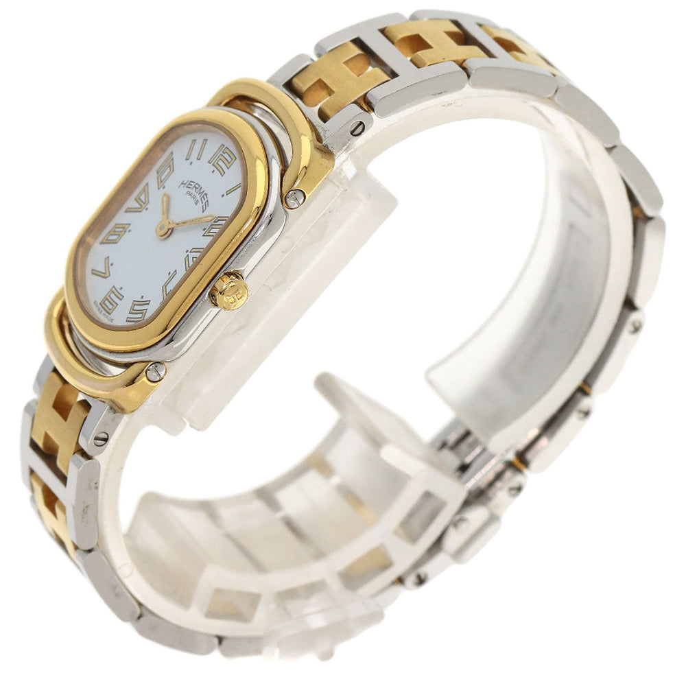 HERMES Watches Quartz RA1.240 Stainless Steel , SSxGP gold Rally white dial Women Used Authentic