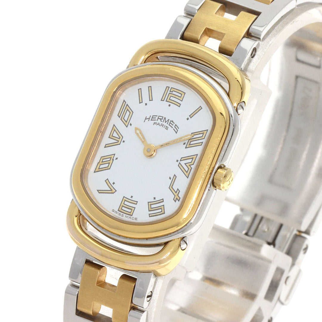 HERMES Watches Quartz RA1.240 Stainless Steel , SSxGP gold Rally white dial Women Used Authentic