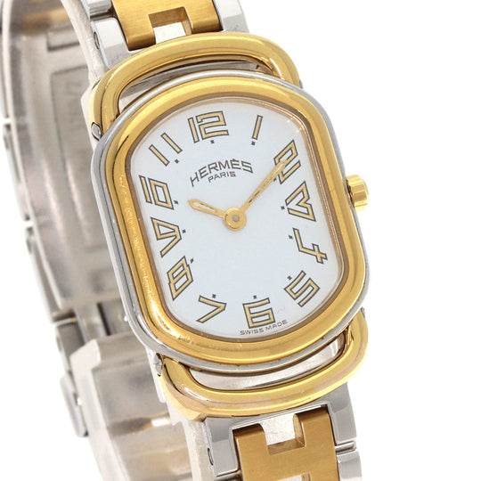 HERMES Watches Quartz RA1.240 Stainless Steel , SSxGP gold Rally white dial Women Used Authentic
