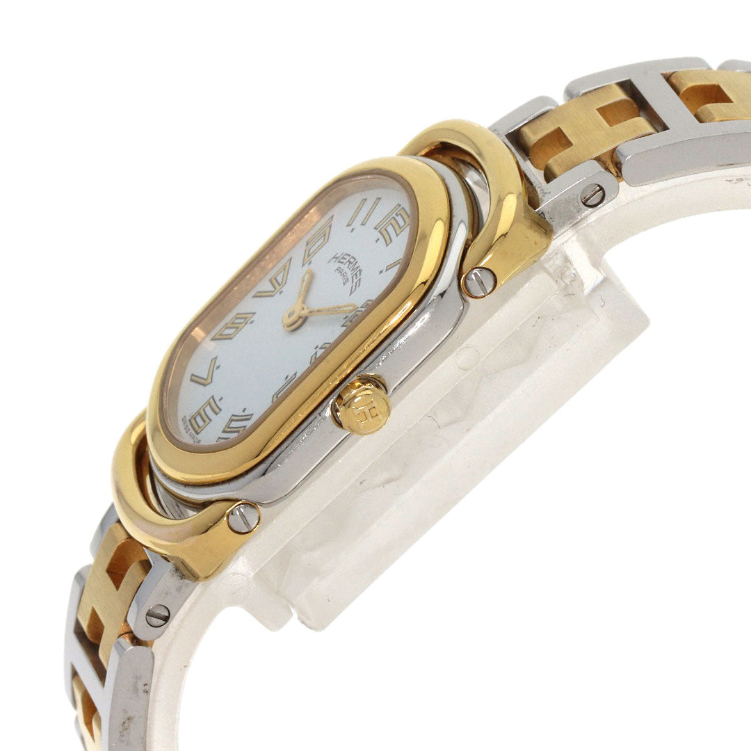 HERMES Watches Quartz RA1.240 Stainless Steel , SSxGP gold Rally white dial Women Used Authentic
