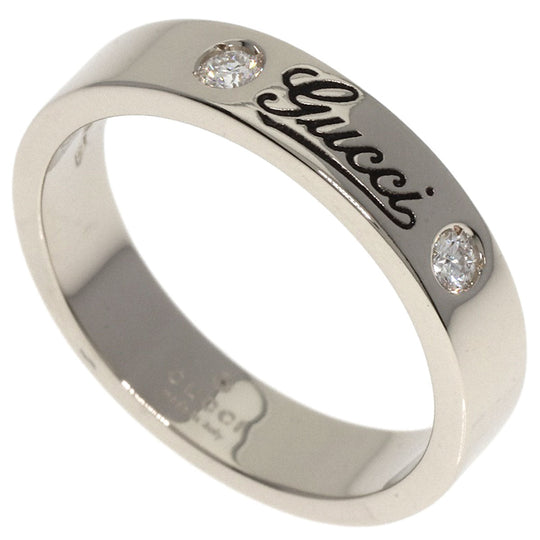 GUCCI Ring K18WG Silver Icon Print 2P Diamond #11 Women Used Authentic