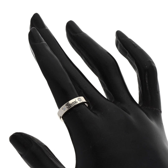 GUCCI Ring K18WG Silver Icon Print 2P Diamond #11 Women Used Authentic