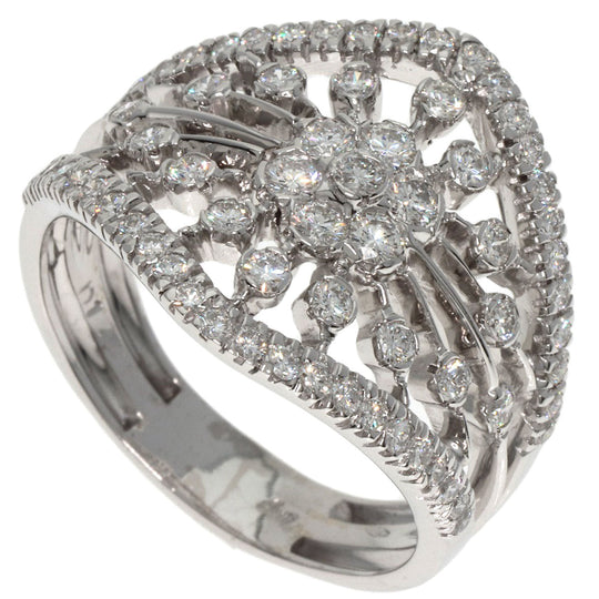 Queen Ring K18WG Silver diamond Women Used Authentic