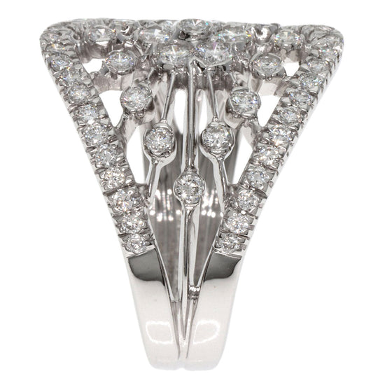 Queen Ring K18WG Silver diamond Women Used Authentic