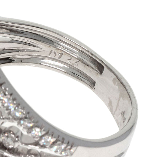Queen Ring K18WG Silver diamond Women Used Authentic